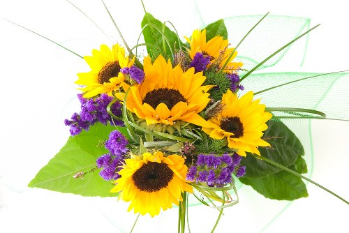 Assorted fresh flowers in a bouquet ready for delivery